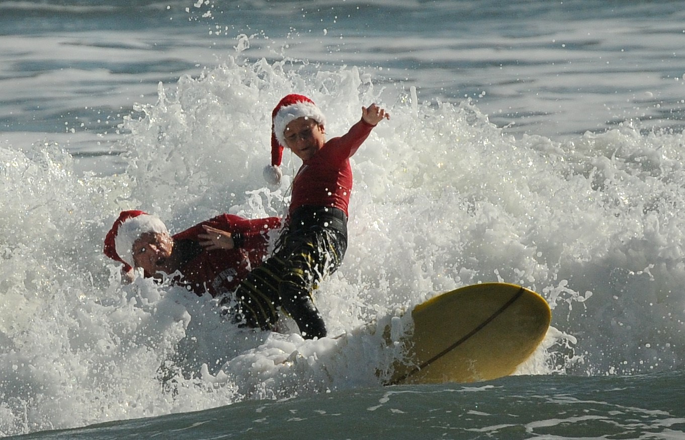 surfing santas