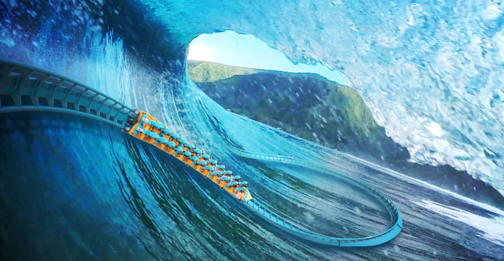 An all-new roller coaster surfing a wave!
