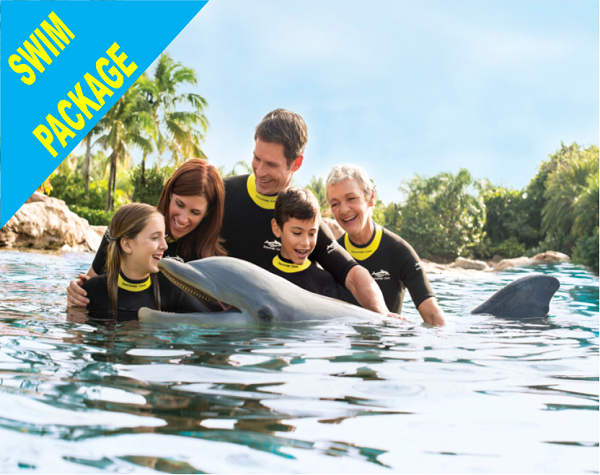 Discovery Cove Ultimate Dolphin Swim Package + SeaWorld / Aquatica / Busch Gardens & FREE Parking